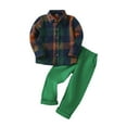 thumbnail image 4 of GBSYEWXS Casual Teen Boys Outfit Set Size 6-7 Years Cute Leisure Shirt Pant Plaid Print Collared Green Clothing Sets, 4 of 9