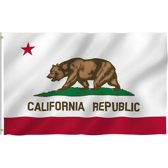 California Republic State Flag 3x2 Outdoor Double Sided California Bear Flags CA State Flag State of California Flags Polyester with 2 Brass Grommets Decor for Indoor Outside Wall Room