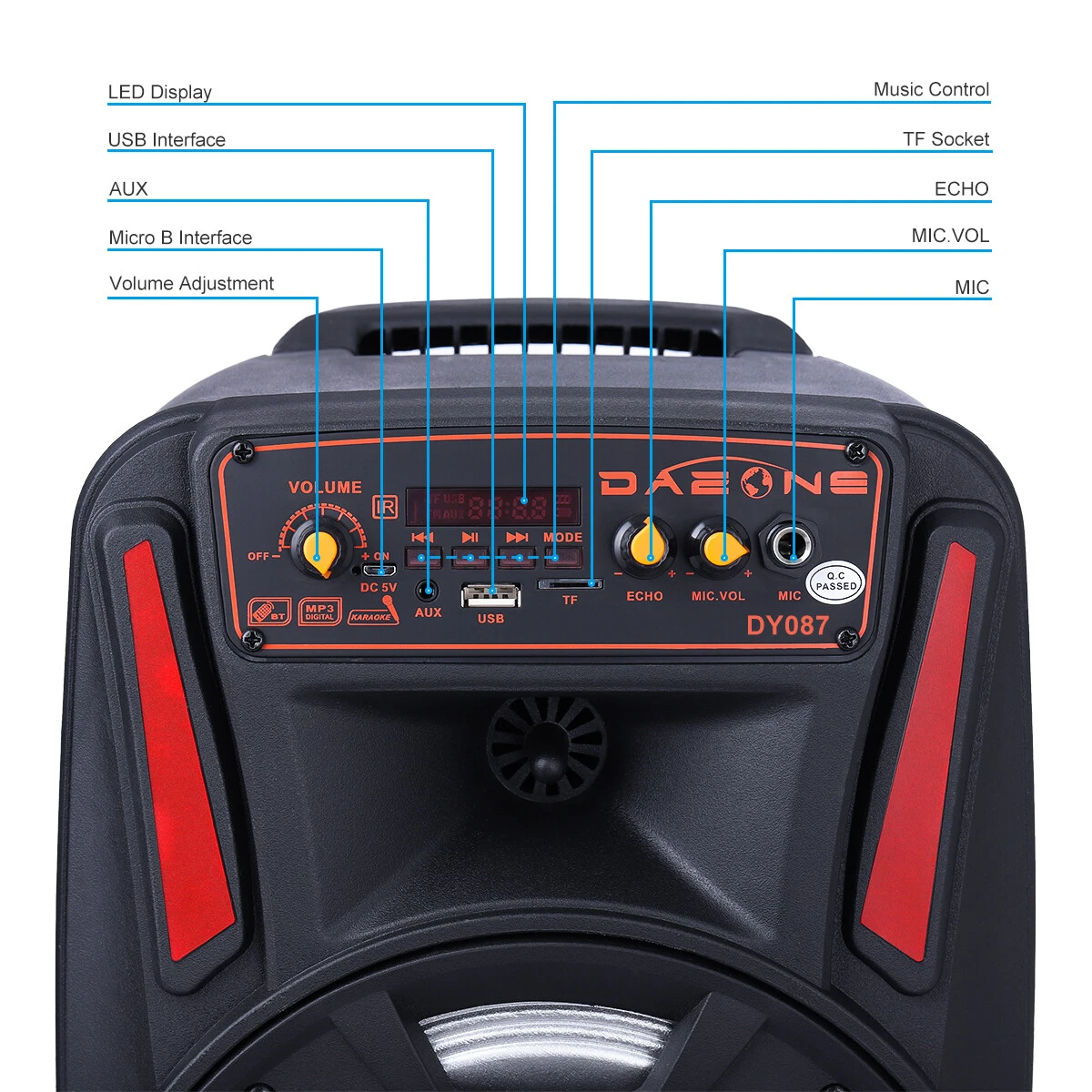 1000W Portable Wireless Bluetooth Speaker Super Bass Stereo Radio FM TF AUX USB