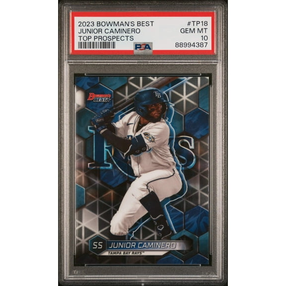 Graded 2023 Topps Bowmans Best Junior Caminero #TP18 Top Prospects Rookie RC Baseball Card PSA 10 Gem Mint