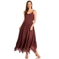thumbnail image 5 of Sakkas Rayon Embroidered Stonewashed Adjustable Spaghetti Straps Long Dress - Chocolate - L/XL, 5 of 5