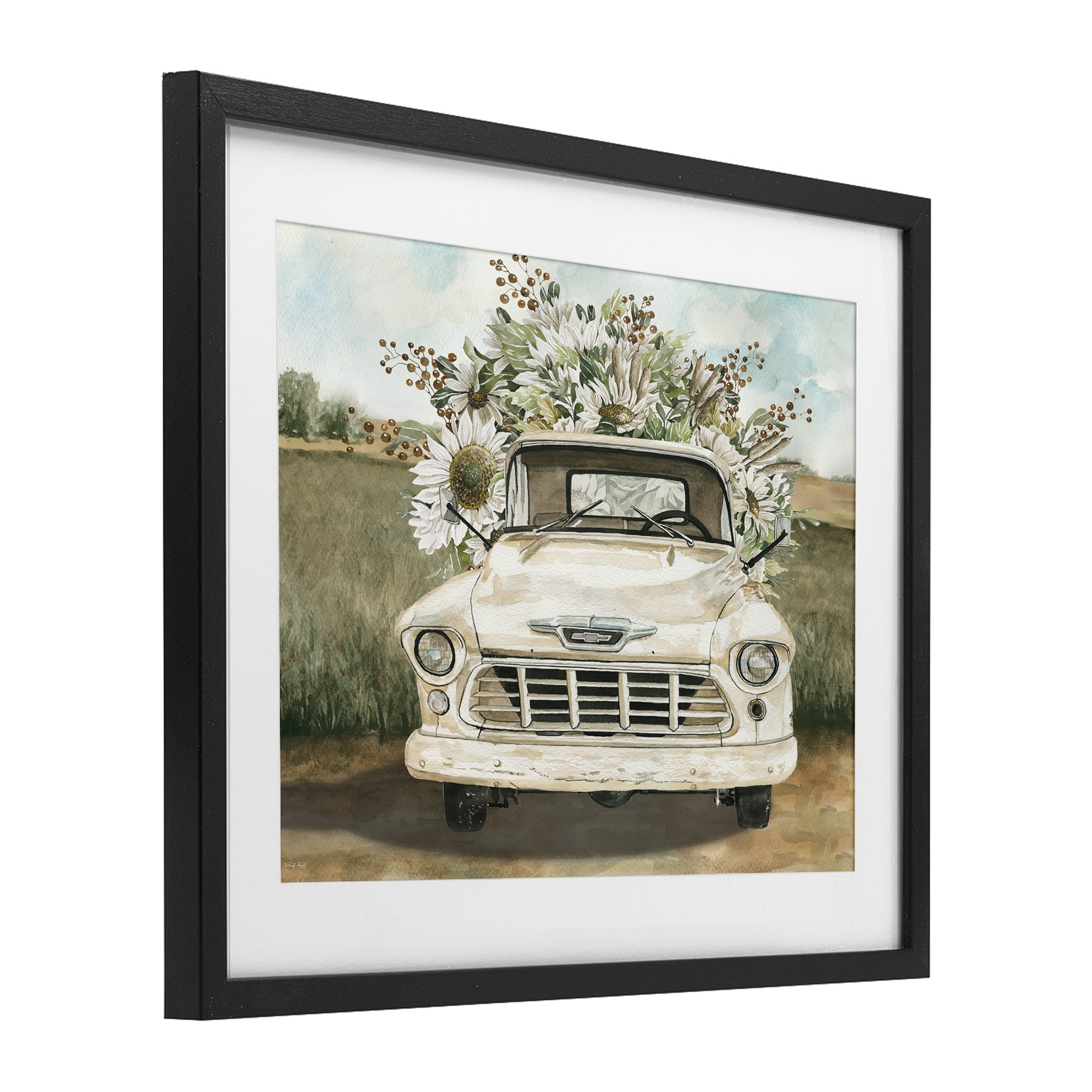 Stupell Industries Retro Country Flowers Delivery Black Framed Print Under Glass, design by Cindy Jacobs