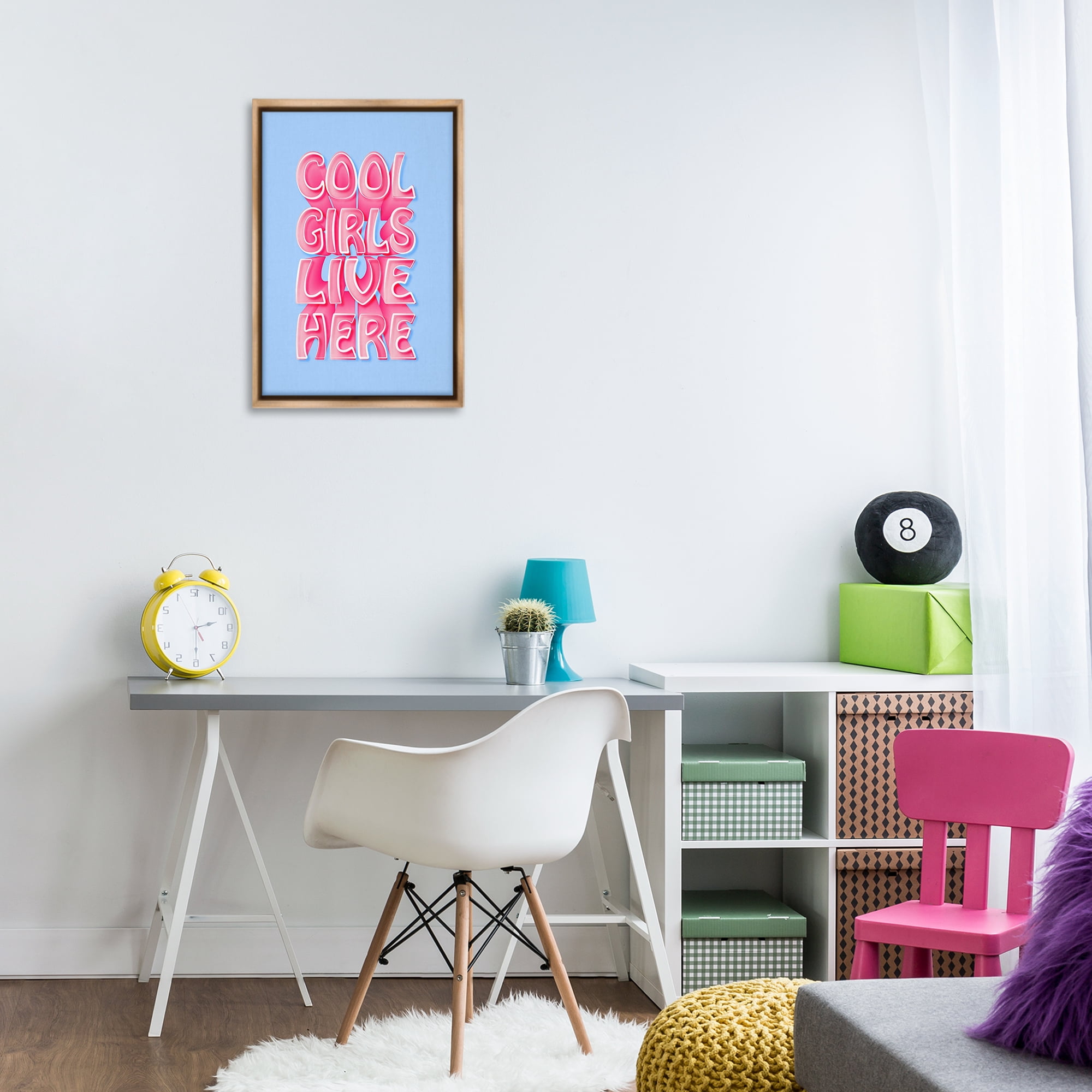Stupell Industries Cool Girls Live Here Typography Painting Brown Floater Framed Art Print Wall Art, 17 x 25