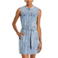 thumbnail image 1 of Michael Kors Robe Mini en Denim pour Femmes avec Boutons devant, Bleu, Petite, 8P, 1 of 2