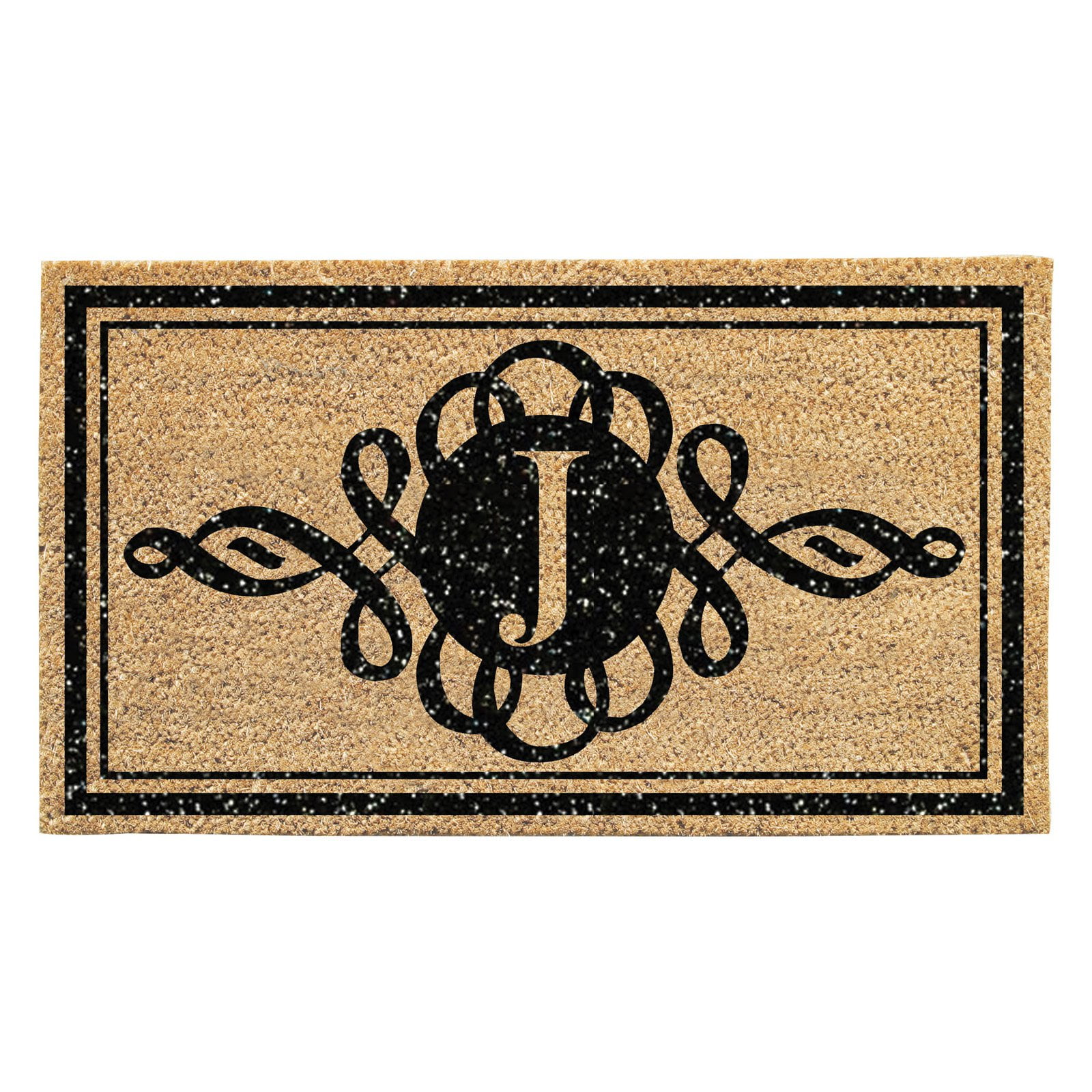 Evergreen Flag Coir Door Mat Scroll Monogram