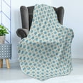 thumbnail image 4 of Moroccan Soft Flannel Fleece Throw Blanket, Style Traditional Star Shape Motifs Repetition, Cozy Plush for Indoor and Outdoor Use, 50" x 70", Deep Sky Blue Ecru, by Ambesonne, 4 of 5