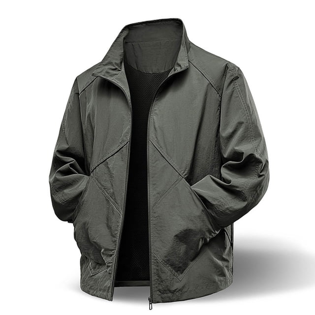 pstuiky camisas de manga larga para hombre, Chaqueta de trabajo para hombre, elástica, impermeable, para exteriores, con cuello alto, color liso, manga larga, solapa, top/camisa para hombre xxxxxl