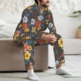 thumbnail image 7 of Salouo Colorful Flowers with Butterfly Print Button-Front Long Sleeve Pajama Set for Men, Soft 2Pjs Men's Long Sleeve Sleepwear-Large, 7 of 7