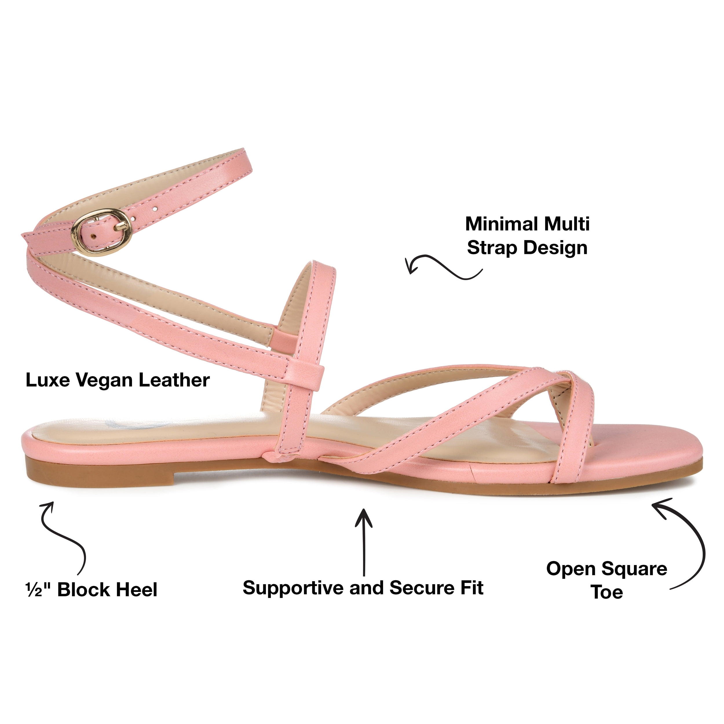Journee Collection Womens Serissa Multi Strap Flat Sandals