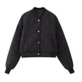 thumbnail image 1 of FAIWAD Womens Winter Quilted Jackets Long Sleeve Button Puffer Jacket Lightweight Solid Color Pockets Coats, 1 of 5