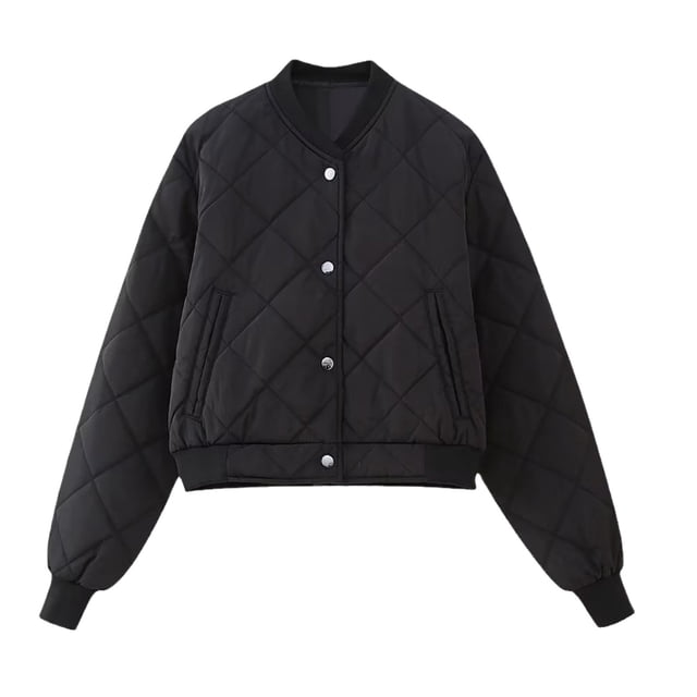 FAIWAD Womens Winter Quilted Jackets Long Sleeve Button Puffer Jacket Lightweight Solid Color Pockets Coats