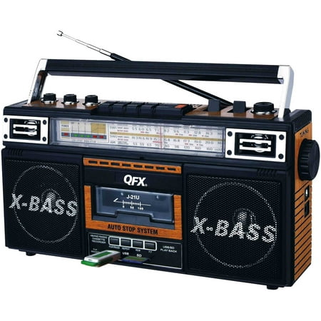 Cassette Player In Car QFX AM/FM/SW1-SW2 4 Band Radio and Cassette to MP3 Converter, and Recorder with USB/SD/MP3 Player-Wood ()