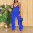 thumbnail image 4 of Ensembles pour Femmes Ensembles 2 Pcs Ensembles Deux Pièces pour Femmes Ensemble de Vêtements de Printemps Femme Col Rond Sans Manches Hauts Pantalons Ensembles Style Pantalon Complet S_397 Survêtements pour Femmes Bleu P, 4 of 6