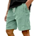 thumbnail image 2 of HKYNLAG Pacificozy Men's Shorts, Casual Corduroy Drawstring Elastic Waist, Summer Loose Fit Beach Shorts with Pockets Light Green L, 2 of 6