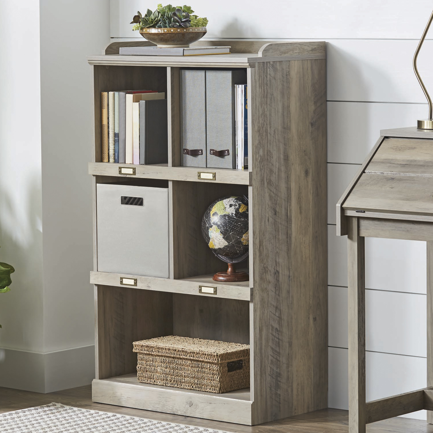 Better Homes & Gardens Modern Farmhouse 5-Cube Organizer Bookcase with Name Plates, Rustic Gray Finish - image 4 of 7