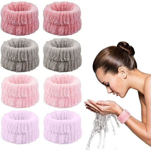8 Pcs Spa Face Washing Wristbands,Wrist Washband Microfiber Wrist Towels for Washing Face,Absorbent Wristbands Wrist Sweatband for Women Girls Child,Prevent Liquid from Spilling Down Your Arms
