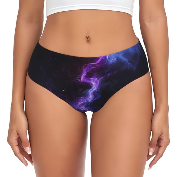 Balery Purple And Blue Nebula Ropa Interior de Algodón para Mujer con Dibujo – Braguitas Cómodas y Elásticas, Estilo Clásico-Small