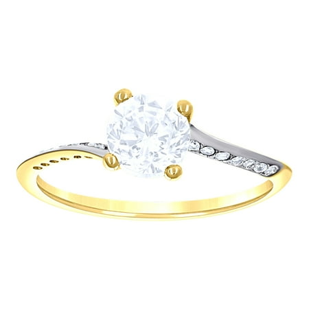 14k Two-Tone Gold Womens Cubic Zirconia Polished Finish Engagement Ring