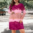 thumbnail image 7 of 50% Off Clear! Women's Loose Dresses Women's Fall And Winter Oversized Loose Round Neck Short Sleeved Tie Printed Dress Pink, 5XL, 7 of 7
