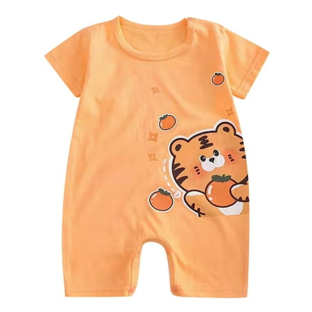 

TAIAOJING Baby Girls One-piece Rompers Children Boys Cartoon Short Sleeve Cute Animals Jumpsuit Clothes Outfit 3-6 Months