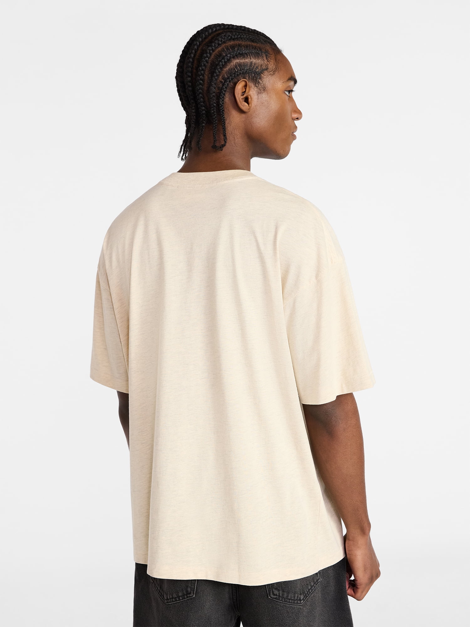 No Boundaries Men's Oversized Boxy Tee with Short Sleeves, XS-4XLT