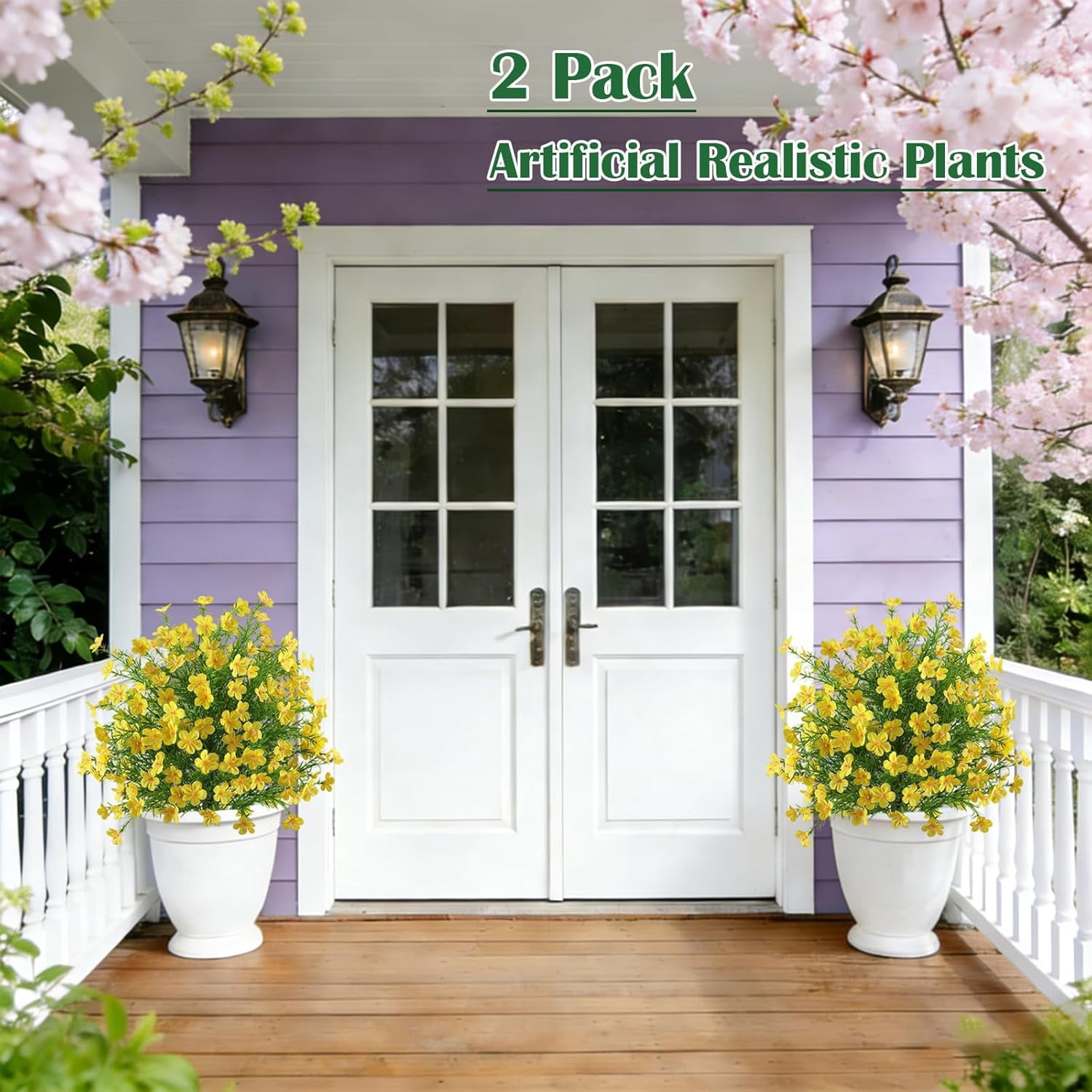 2 Pack Artificial Boxwood Topiary Ball Trees with Ground Spike for Outdoor, 23" Faux Realistic Floral Sphere Shrubs, Artificial UV Resistant Fake Bush Plants for Garden Yard Porch Decor
