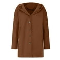 thumbnail image 5 of 2024 Winter Hooded Wool Pea Coat for Women Mid Long Loose Single Breasted Overcoat Casual Outerwear with Pockets, 5 of 6