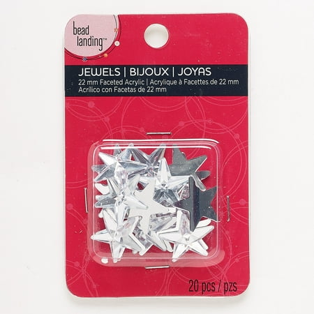 

Flat back acrylic clear 20x20mm-21x21mm faceted star. Sold per pkg of 20.
