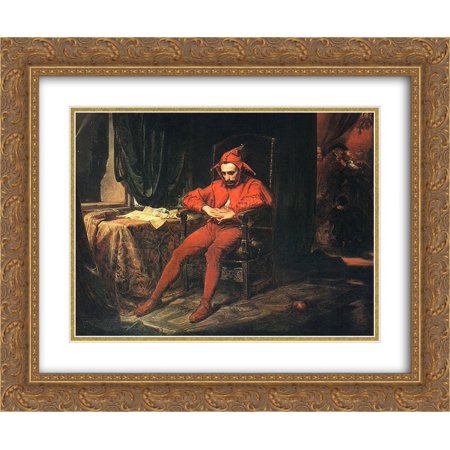 Jan Matejko 2x Matted 24x20 Gold Ornate Framed Art Print 'Stanczyk during a Ball at the Court of Queen'