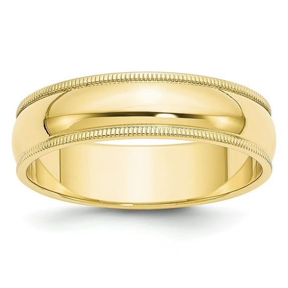 10KY 6mm Milgrain Half Round Band Size 11.5 in 10k Yellow Gold