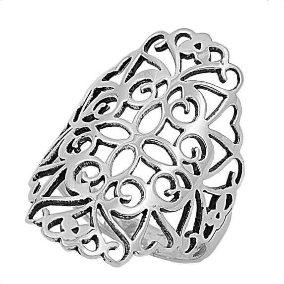 925 Sterling Silver Grand Art Filigree Ring Size 10