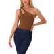 thumbnail image 1 of CAMISETA LEOTARDO REFINADA para Mujer de Un Hombro, Tejido Acanalado, Ajuste Slim, Tops de Cuerpo XS Café, 1 of 6