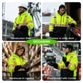 thumbnail image 2 of ProtectX High Vis Safety Hoddie Sweatshirt Jacket with Reflective Strips & Fleece Lined for Cold Weather Green Small, 2 of 9