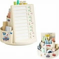 thumbnail image 5 of Rotating Desk Organizer with Multiple Compartments - Blue - Multifunctional 360° Rotating Pen Holder With Daily Schedule To Do List Checklist Board Rotating Pencil Cup With Stickers Cute Pencil Cup, 5 of 9