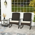thumbnail image 4 of Costway 3 Piece Patio Rocking Set Wicker Rocking Chairs with 2-Tier Coffee Table Off White, 4 of 9