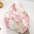 thumbnail image 2 of Cotton Quilted Toiletry Bag Drawstring Toiletry Organizer Large Cosmetic Pouch for Women Work Office Travel (Style A), 2 of 7