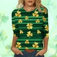 thumbnail image 2 of SELONE St. Patricks Day Tops for Women with 3/4 Sleeve Crewneck Shirt Stripes Pullover Festival Outerwear Green 2XL, 2 of 7