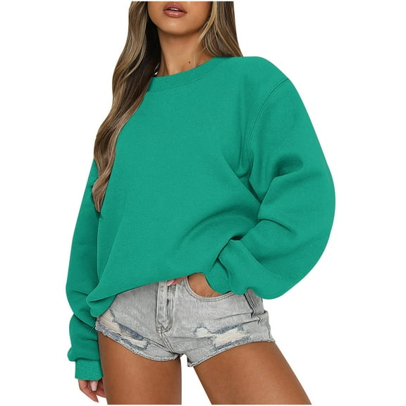 Oversized Tshirts Shirts For Women Plus Size Women's Crew Neck Sweatshirt Oversized Long Sleeve Pullover Tops Casual Fall Clothes Fashion Solid Color Plain Shirts