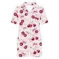 thumbnail image 3 of Summer Flower Pajamas Sets for Women Short Sleeve Top and Shorts Pj Set Buttoned Drawstring Waist Lounge Set, 3 of 5