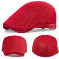 thumbnail image 4 of Minzimin 2 Pack Men's Mesh Cap Breathable Summer Newsboy Hat Adjustable Beret Ivy Cap Irish Cabbie Driving Hats, 4 of 7
