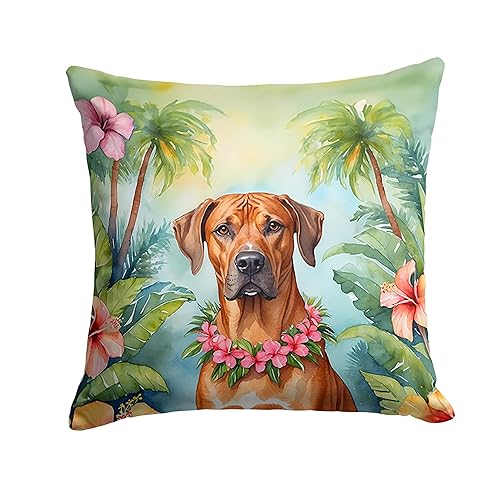 Rhodesian Ridgeback Luau Throw Pillow 14 in x 14 in