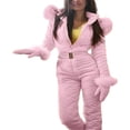 thumbnail image 3 of ABELHA Monos de invierno para mujer, monos de esquí de talla grande, traje de esquí con cuello de piel sintética, traje de nieve con capucha, chaqueta impermeable para nieve, 3 of 4