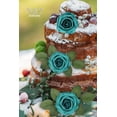 thumbnail image 3 of Flores artificiales N&T NIETING, 25 unidades, rosas de espuma, color verde pavo real, 3 of 9
