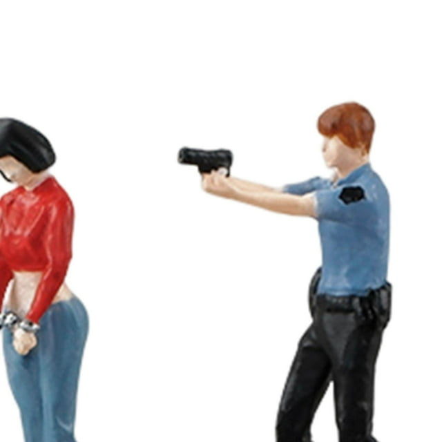 4 Pieces 1/64 Cops Figure Model Movie Scenes Model Figurines Props Micro Landscape Miniature Scenes