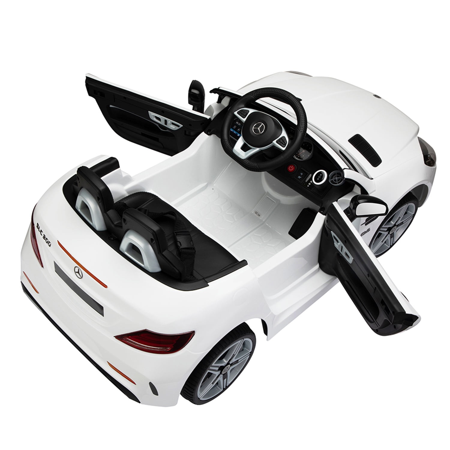 CIPACHO Licensed Benz, 12V Electric Kids Ride On Car for Ages 3-6, LED Head Lights, Safe Belt, Double Doors, 2 Speeds, White