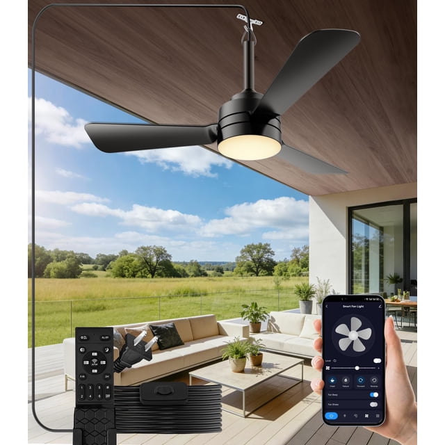 Ventilador de techo aetherlume de 71 cm enchufable, LED regulable, control remoto