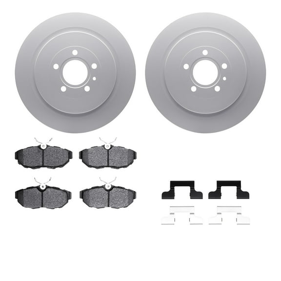 Dynamic Friction Company Rear Geospec Brake Rotors with 5000 Euro Ceramic Brake Pads includes Hardware 4612-54026