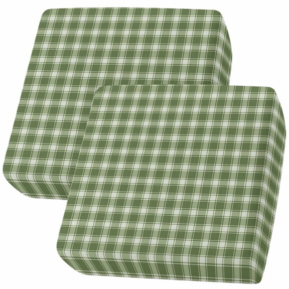 Couch Cushion Covers Green Buffalo Plaid Sofa Cushion Cover Stretch Seat Covers Weave Checked Lines Sofa Slipcovers Soft Furniture Protector for Sectional Sofas Living Room Small-2 Pieces