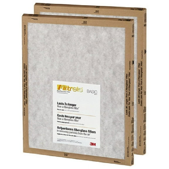 3M FPL01-2PK-24 Filtrete 2 Pack 16" x 25" x 1" MERV 2 Basic Flat Panel Disposable Air Filters - Quantity of 24