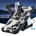 thumbnail image 3 of Case for iPhone 16 Heavy Duty Cover with Kickstand Magnetic Car Mount, Dual-Layers Rugged PC + Silicone Shockproof Anti-Scratches Protective Case for iPhone 16, Silver, 3 of 6